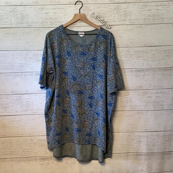 *LuLaRoe Disney Irma Tunic XL King Triton The Little Mermaid Blue Grey RARE HTF - Picture 1 of 6